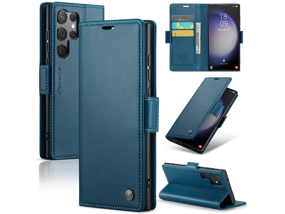 Capa Antifurto Para Celular, Capa De Couro Com Compartimento Para Cartão.azul - Iphone 14 Pro