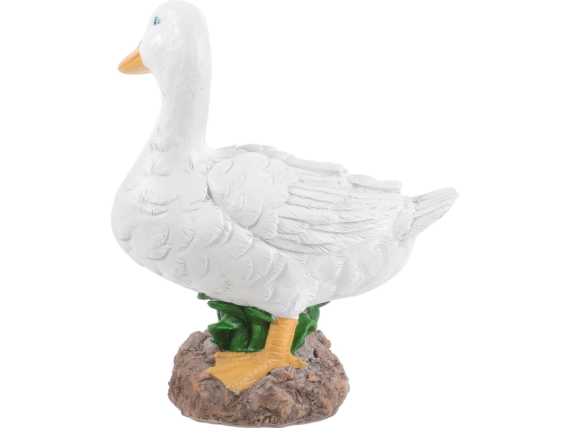 Inoomp Estatueta de Pato Branco em Resina, Pequena, para Decoração de Jardim, Ornamento para Lagoa, Escultura Leve e Às CHABERLU
