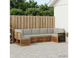 Vidaxl Conjunto De Sofá Sectional 6 Pcs Natural E Cinzento-claro