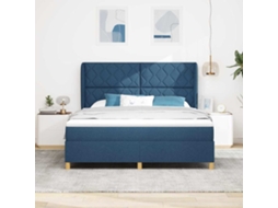 Vidaxl Cama Box Com Almofada Com Cabeceira Azul 200 X 180 Cm Tecido