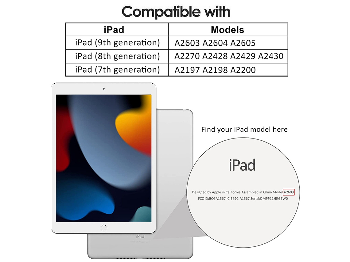 Capa Protetora Para Ipad 9/8/7 10.2'' (modelos 2021, 2020, 2019) Com Função Auto Wake/sleep E Ângulos Ajustáveis