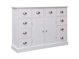 Aparador con 10 Cajones 113x30x79 cm Madera Blanca