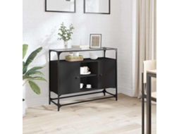 Vidaxl Aparador C/ Tampo De Vidro 98x35x81 Cm Derivados Madeira Preto