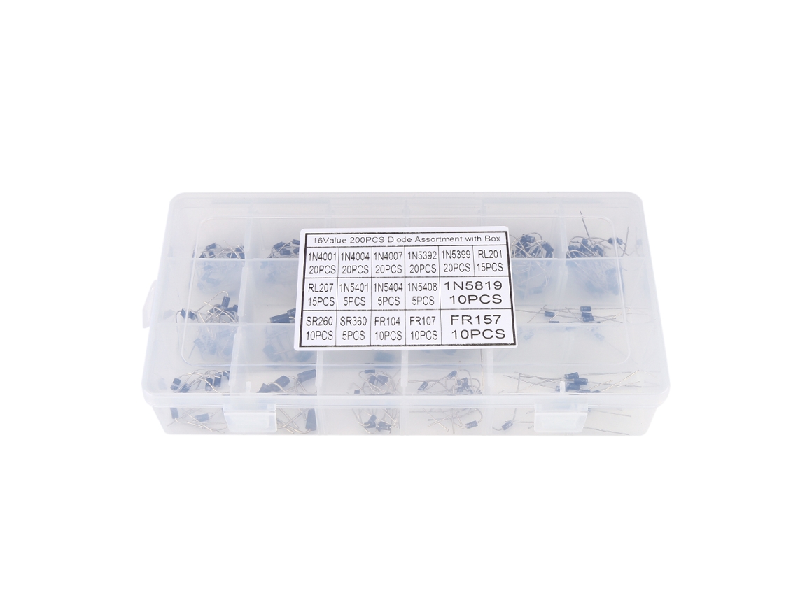 Kit de 200 Diodos Retificadores 1N4001~FR157 com Caixa S/MARCA