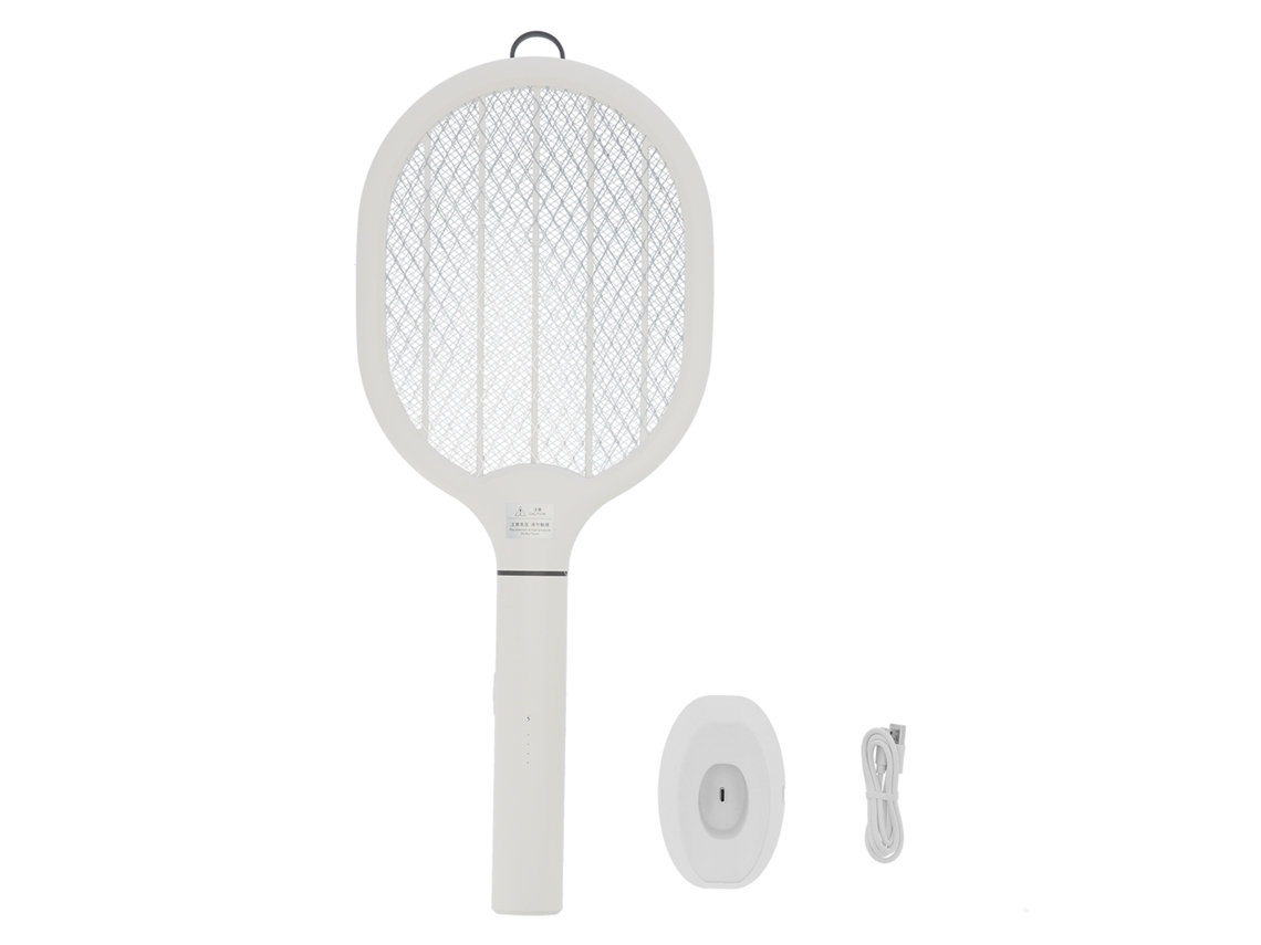 Raquete Elétrica Usb Laxiscreed 2 Em 1 Para Mosquitos, Recarregável, Silenciosa, Pendurável, 4000mah Branca