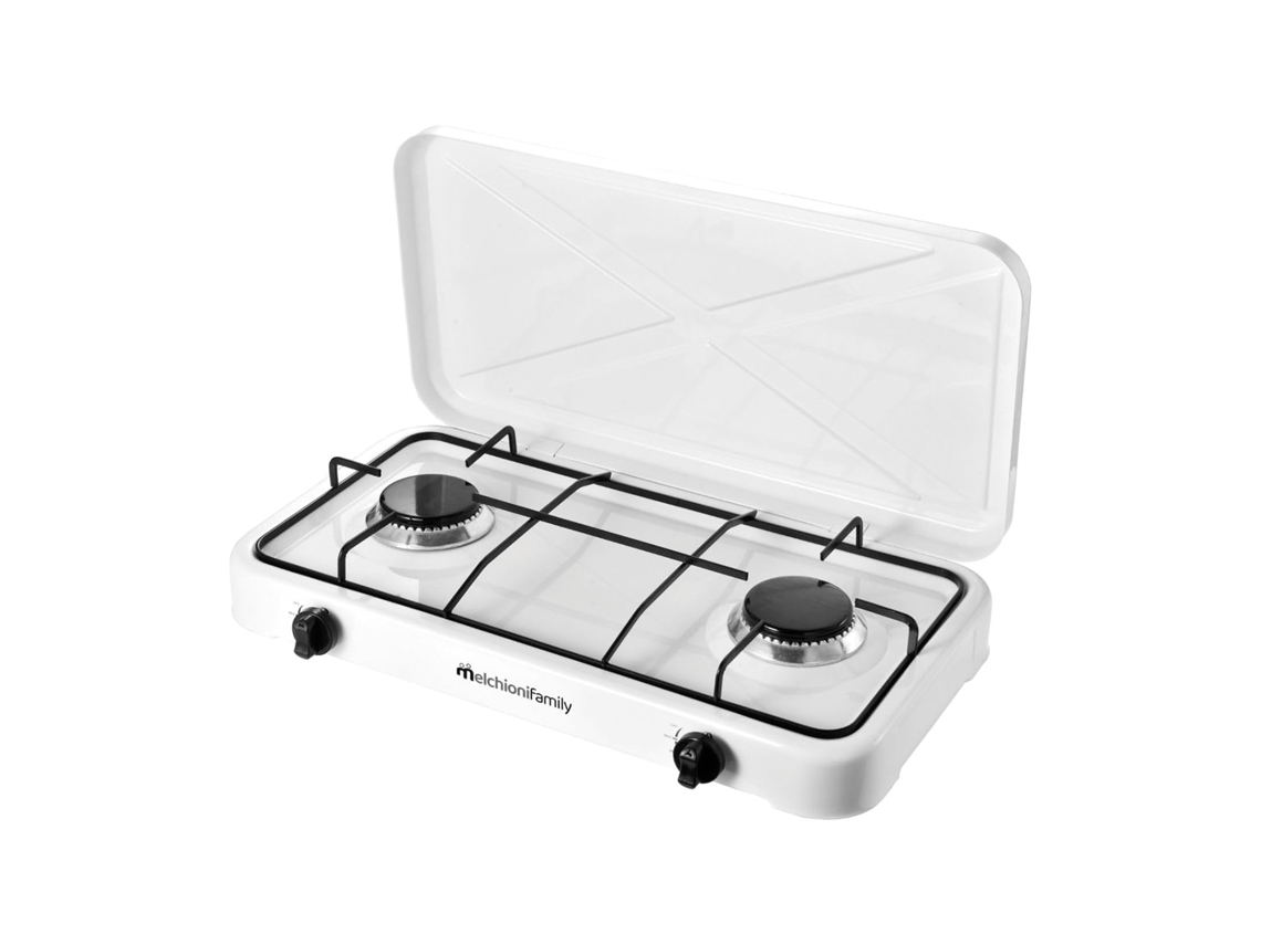 Fogão A Gás MELCHIONI Minerva New 2, 2 Queimadores Removíveis, Chama Ajustável, Portátil, Uso Exclusivo Em Áreas Externas, Branco
