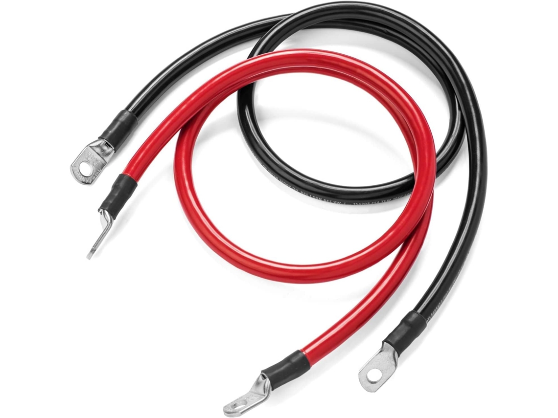 Cabo de bateria para inversor de 30 cm, 12 V-24 V, 3 AWG (máx. 125 A), cabo de bateria de 25 mm² com terminais de cobre estanhado em ambas as extremidades.