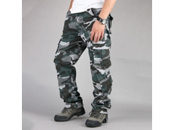Calça cargo militar camuflada masculina Rebe, calça de trabalho resistente em mistura de algodão, tamanho 34, azul