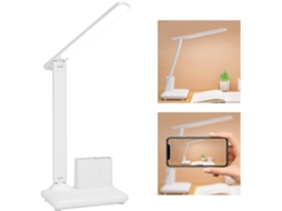 Luminária de mesa LED sensível ao toque, dupla, com brilho ajustável, suporte para garrafa e suporte para celular, ideal para mesas.
