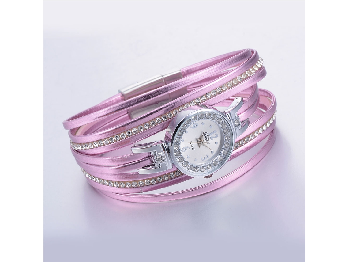 Relógio de Pulso Feminino de Liga com Rhinestones Estilo Retro Quartzo (roxo)