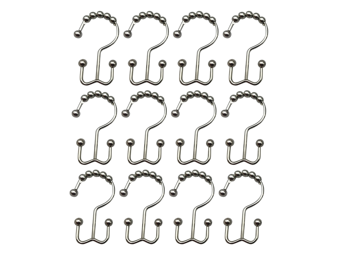 12pcs ganchos de cortina de banho de ferro anti roxo duplo lado anéis para banheiro preto | S/MARCA