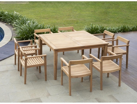 Conjunto de Refeição de Jardim MYLIA (144 x 144 x 77 - Madeira - Castanho)