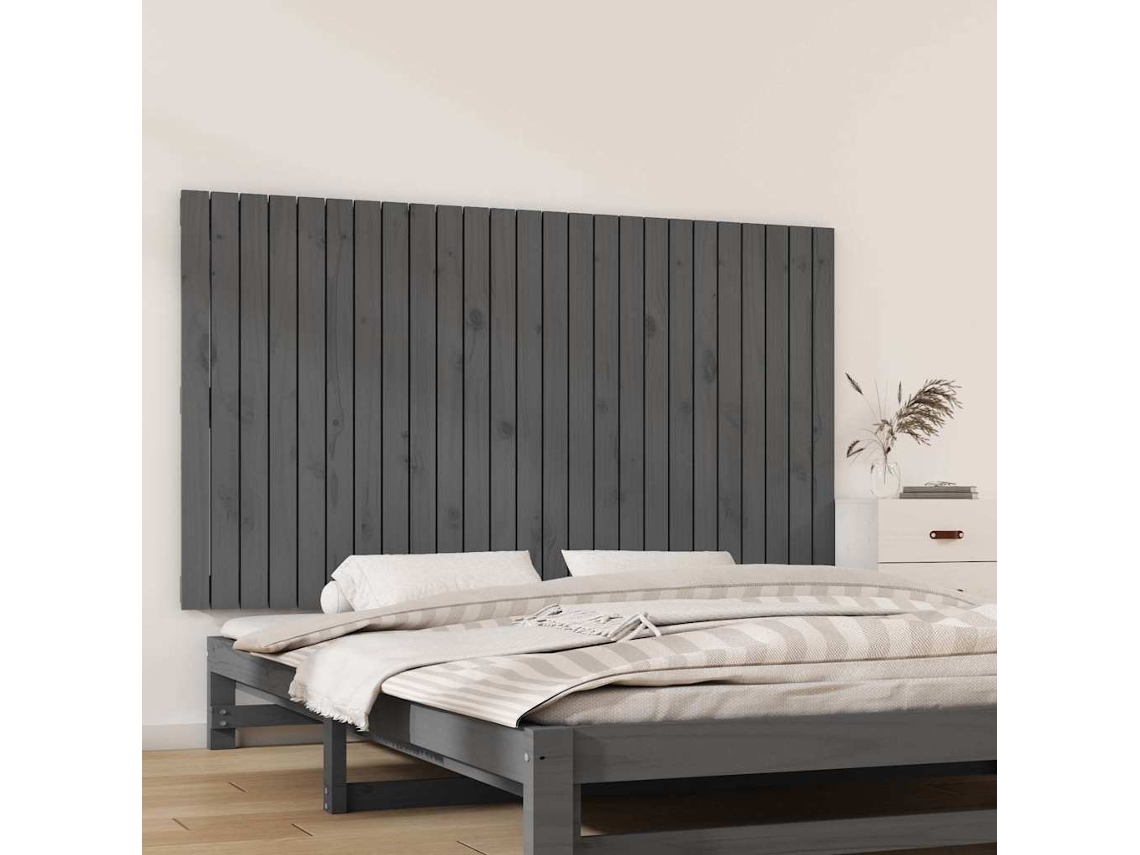 Vidaxl Cabeceira De Parede 159,5x3x90 Cm Madeira De Pinho Maciça Cinza