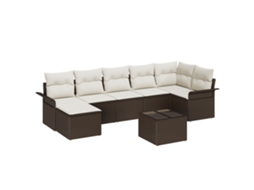 Conjunto 8 Conjunto De Sofá De Jardim Vidaxl Castanho Vime Pe (297 X 132.5 X 85 Cm)