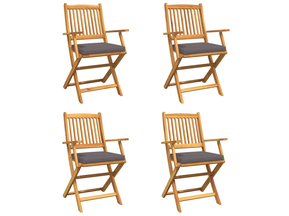 Conjunto 4 Assentos Exteriores Vidaxl Castanho Madeira De Acácia Maciça (49 X 57,5 X 92cm)