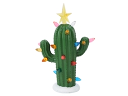 Abajur de mesa Baok Cactus em resina, iluminado e decorativo, ideal para casa, quarto ou escritório, na cor verde.