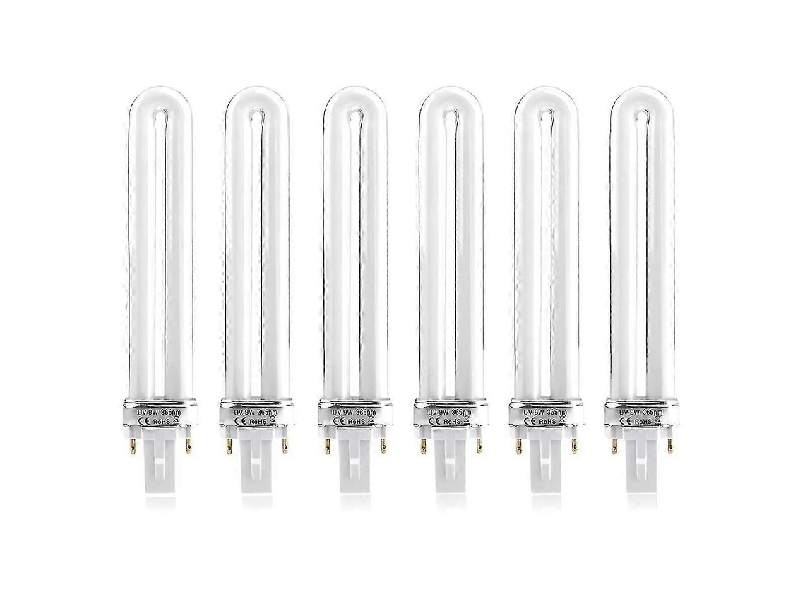 Kit com 6 Lâmpadas Eletrônicas de Reposição 9w em Formato U, 365nm, Compatíveis Secador Unhas Uv GOKOCO