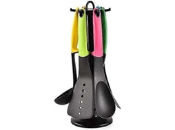 Conjunto De Utensílios De Cozinha De Silicone Com Suporte, Resistentes Ao Calor E Antiaderentes, Próprios Para Lava-louças.