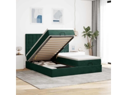 Vidaxl Estrutura De Cama Otomana Com Colchão Verde Escuro Veludo