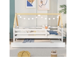 Cama Com Gavetão 90x200cm Com Estrado De Ripas - Cama De Cabina Em Madeira Maciça - Branco