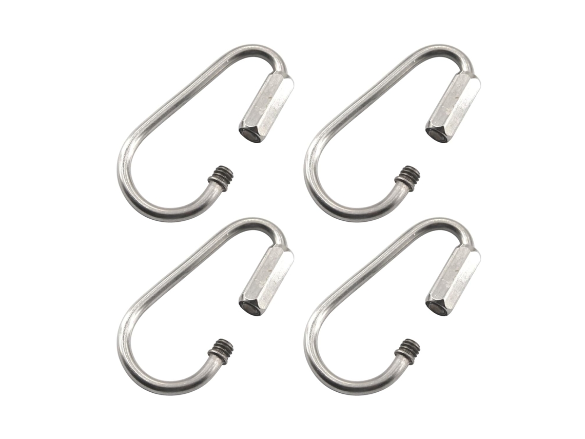(4 peças) Mosquetões de aço inoxidável 316 com engate rápido Elo M3.5 para