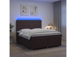 Vidaxl Cama Box Spring Com Colchão Marrom Escuro 160 X 200 Cm Tecido