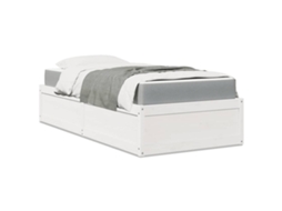Vidaxl Cama com Colchão 90x190 Cm Madeira de Pinho Maciça Branco