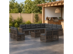 Vidaxl Conjunto De Sofá De Jardim 13 Unid. Cinza E Cinza Escuro