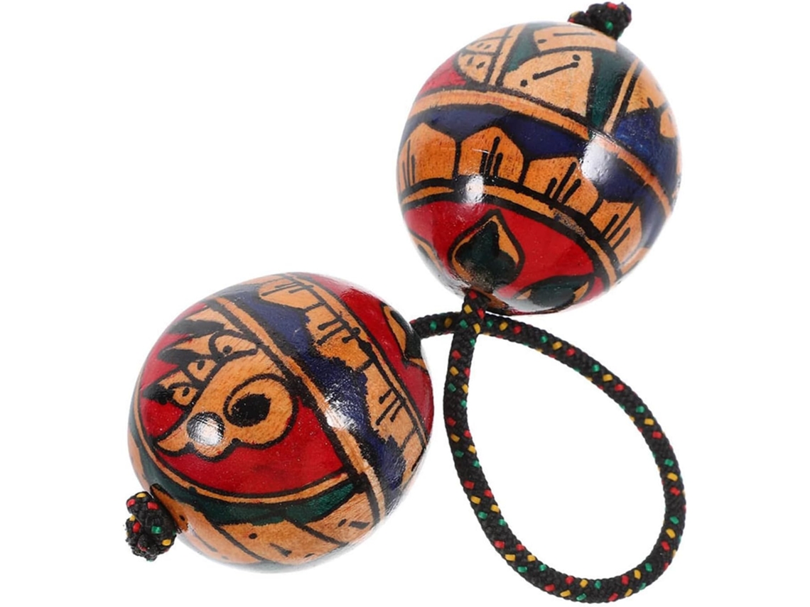 Chocalho De Bola Rítmica Aslatuas, Instrumento De Percussão Manual Africano Shaker, Cabaça Dupla.