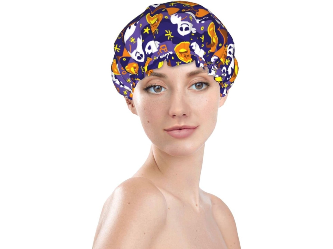 Touca De Banho Feminina, Reutilizável, Impermeável, Dupla Camada, Com Elástico, Ideal Para Cabelos Longos, Estampa De