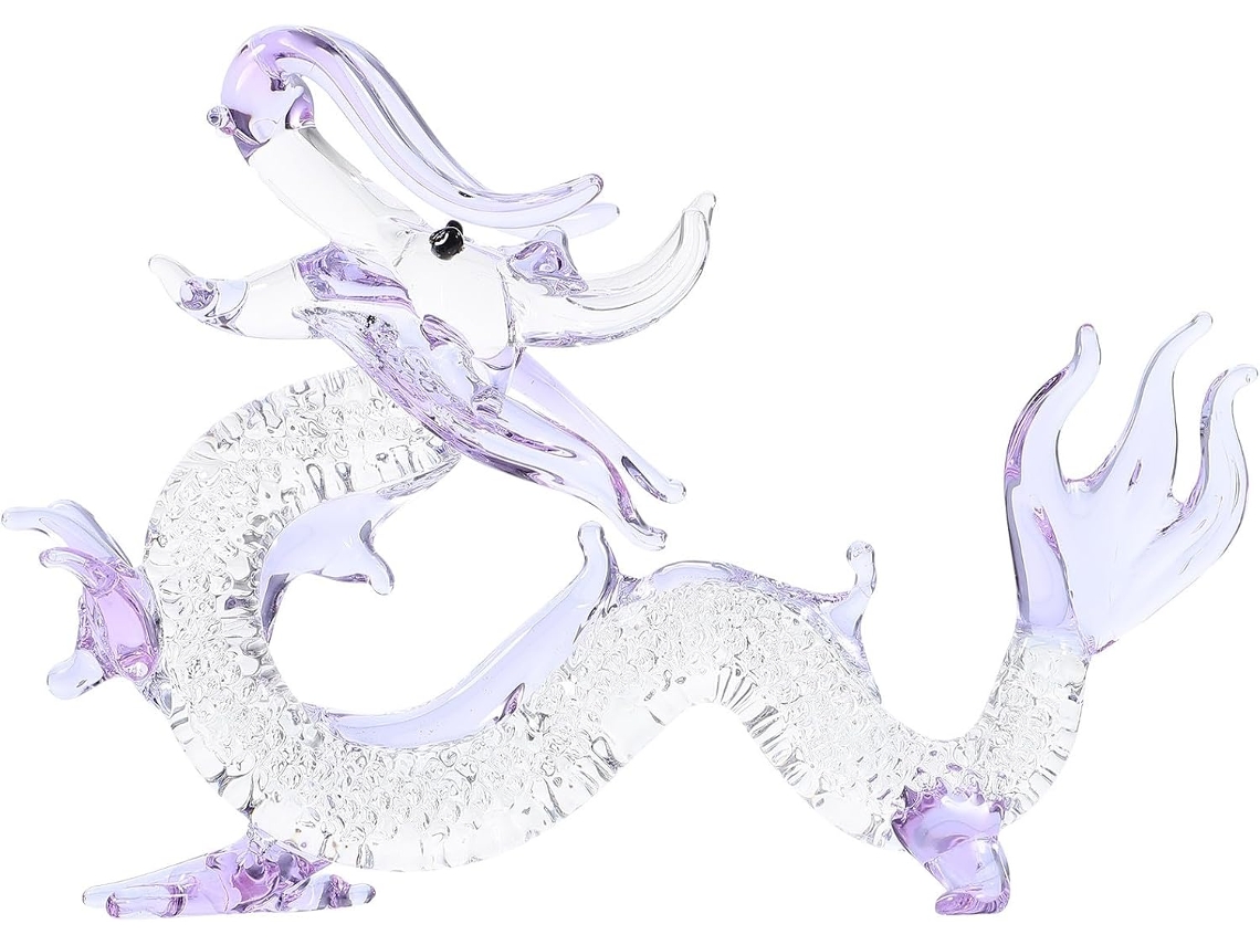 Estatueta De Dragão De Cristal Roxo Clássica E Elegante, Com Superfície Lisa E Compacta.