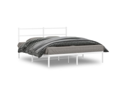 Vidaxl Estrutura De Cama Com Cabeceira 160x200 Cm Metal Branco