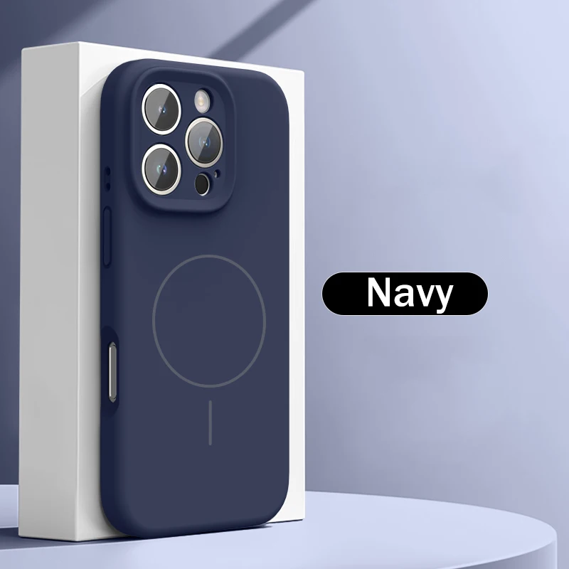 Capa De Silicone Líquido (azul Para Iphone 12 Pro) Compatível Com Carregamento Sem Fio E Função Magnética.