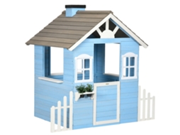 Casa de brincar infantil de madeira S/MARCA, azul, 51x112,5x142 cm, para exterior (3-7 anos)