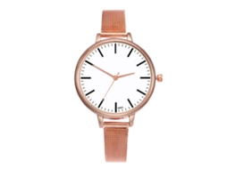 Relógio de Pulso Feminino Elegante de Quartzo Pulseira Ouro Rosa Presente de Aniversário