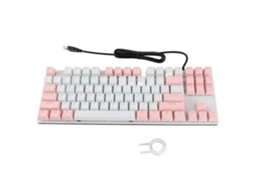 Aetheria teclado Mecânico Gamer 87 Teclas Switch Azul Iluminação Multicolorida Ergonomic Usb Rosa Branco