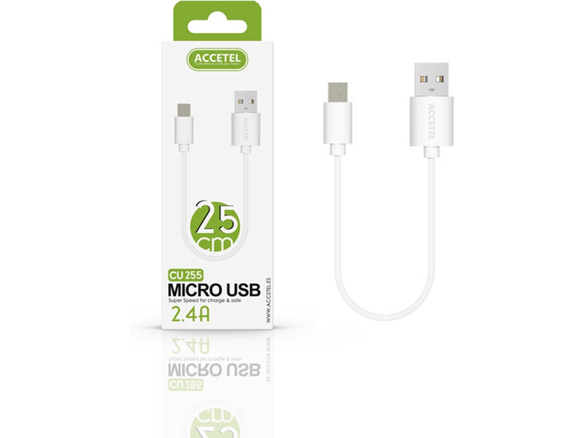 Cabo ACCETEL (Micro-USB - 25 cm - Branco)