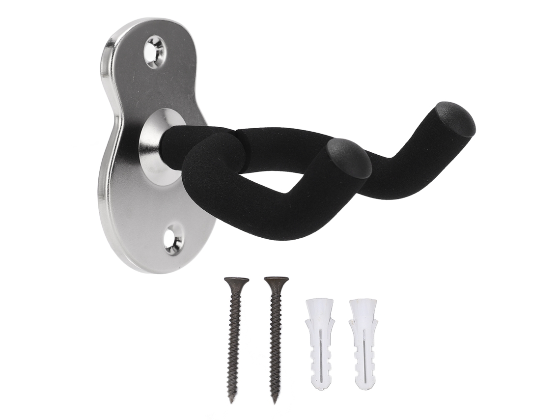 Suporte de Parede Universal para Guitarra, Gancho de Metal para Ukulele, Violino, Estúdio Ou Sala de Instrumentos, Prata Fosca AQUAFORGE