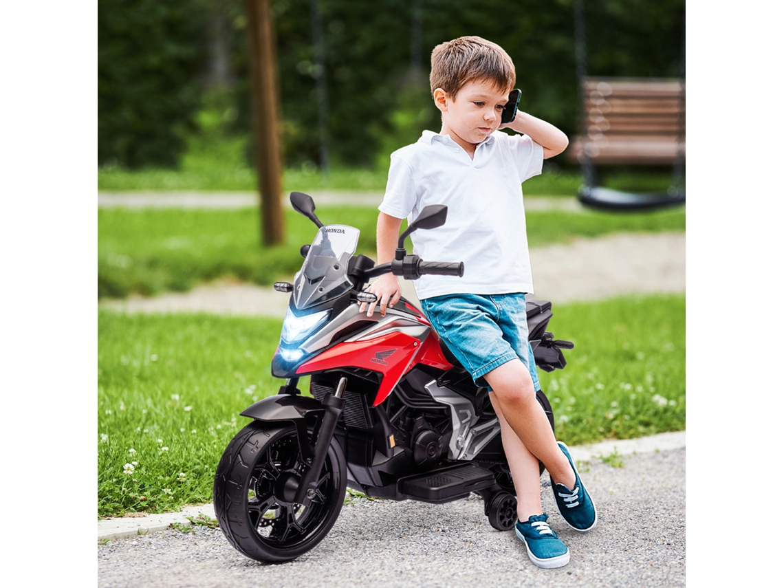 Moto Elétrica Para Crianças 12v Moto De Apoio Honda Para Crianças De 3 A 6 Anos Com Música, Faróis Vermelhos