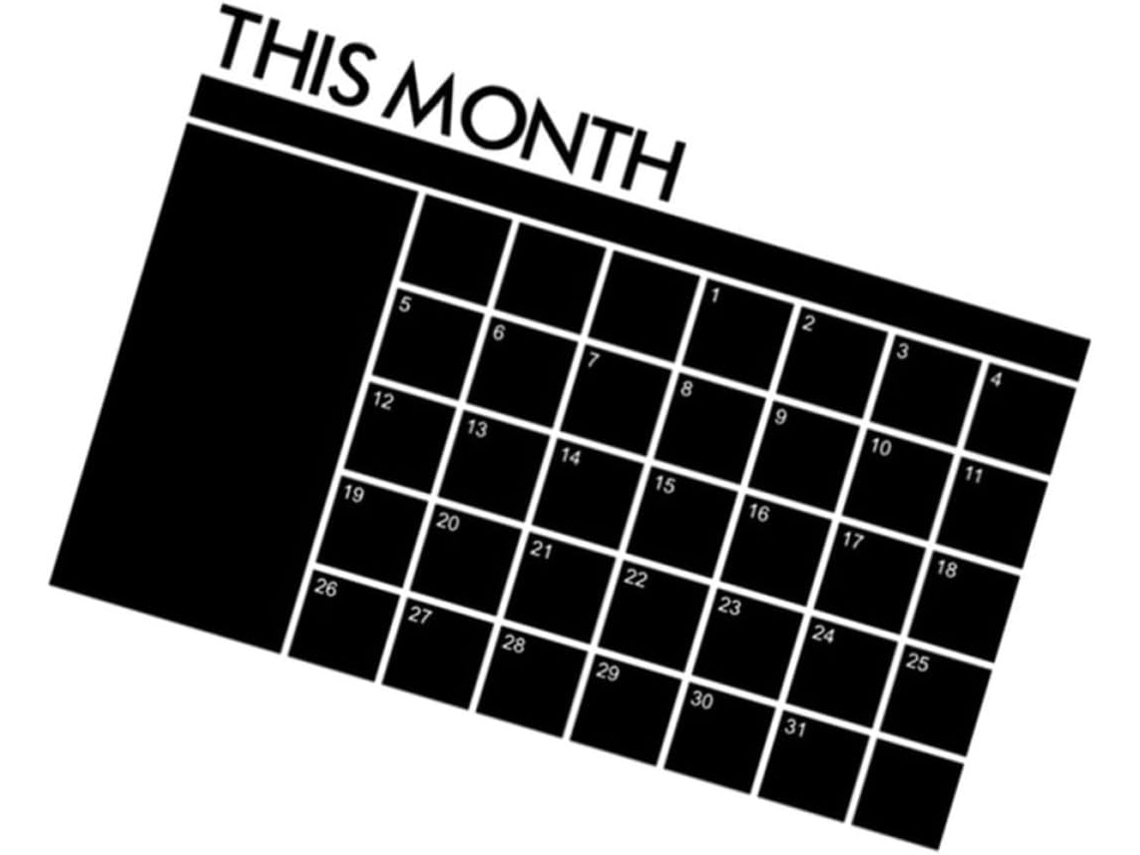 Tableau Effaçable Noir Pvc, Calendário Mensuel Mural Para Escola