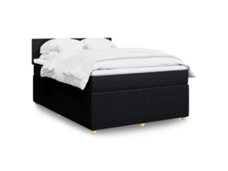 Vidaxl Cama Com Molas/colchão 140x200 Cm Tecido Preto