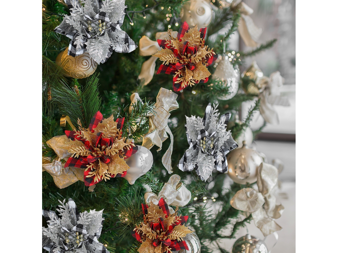 Anders Flor Artificial De Natal Online (1 Peça, Estilo Xadrez Branco E Preto) Eoocoo