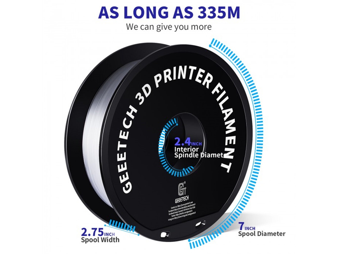 Filamento para Impressora 3D Roxo geeetech PETG 1.75mm 1kg/rolo Alta Precisão Sem Entupimentos Sem Bolhas (1kg)