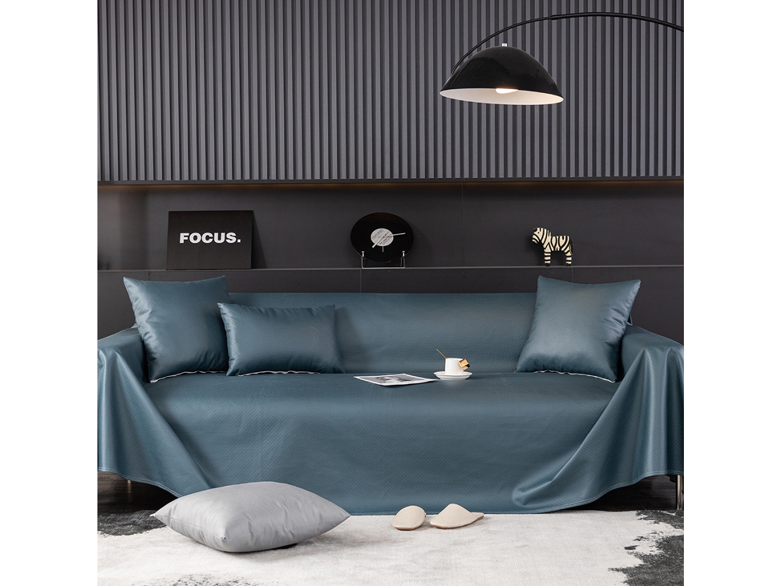 Protetor de Almofada de Sofá com Capa de Assento Antiderrapante Azul Profundo-210X400Cm LUUCOZK