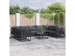 Vidaxl Conjunto De Sofá De Jardim 10 Unid. Preto Alumínio