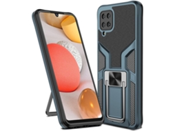 Capa Traseira Função Montagem Carro Armadura para Samsung Galaxy A12 HONGWE. Anti-Choque Magnética Azul