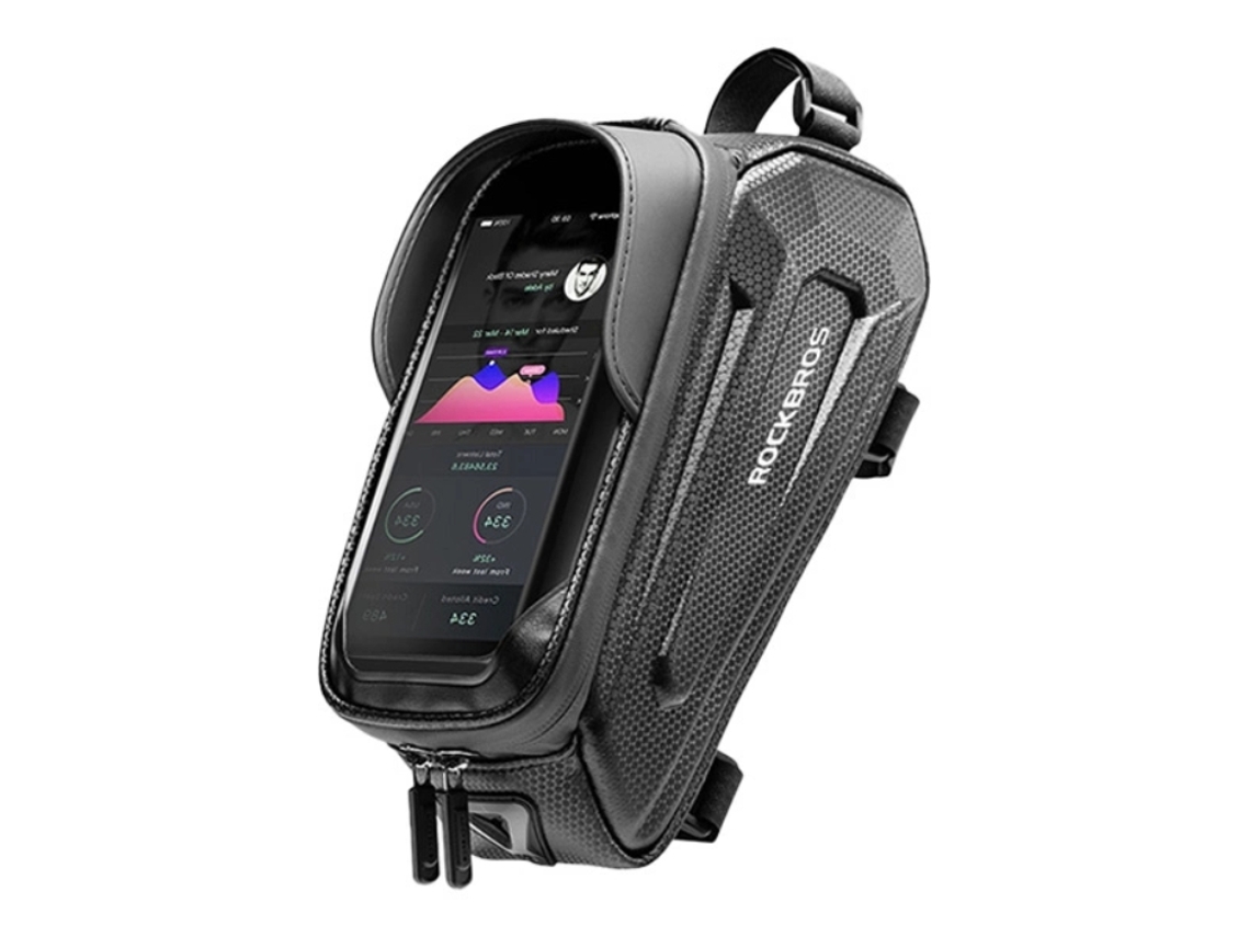 Bolsa Rockbros para bicicleta, com compartimento para celular, preta BRILVIBERA