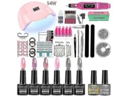 Kit de Unhas Gel Profissional Conjunto com 120w/54w Lâmpada Unha Uv e Broca Compatível Todo o G El Secagem Esmalte M GOKOCO