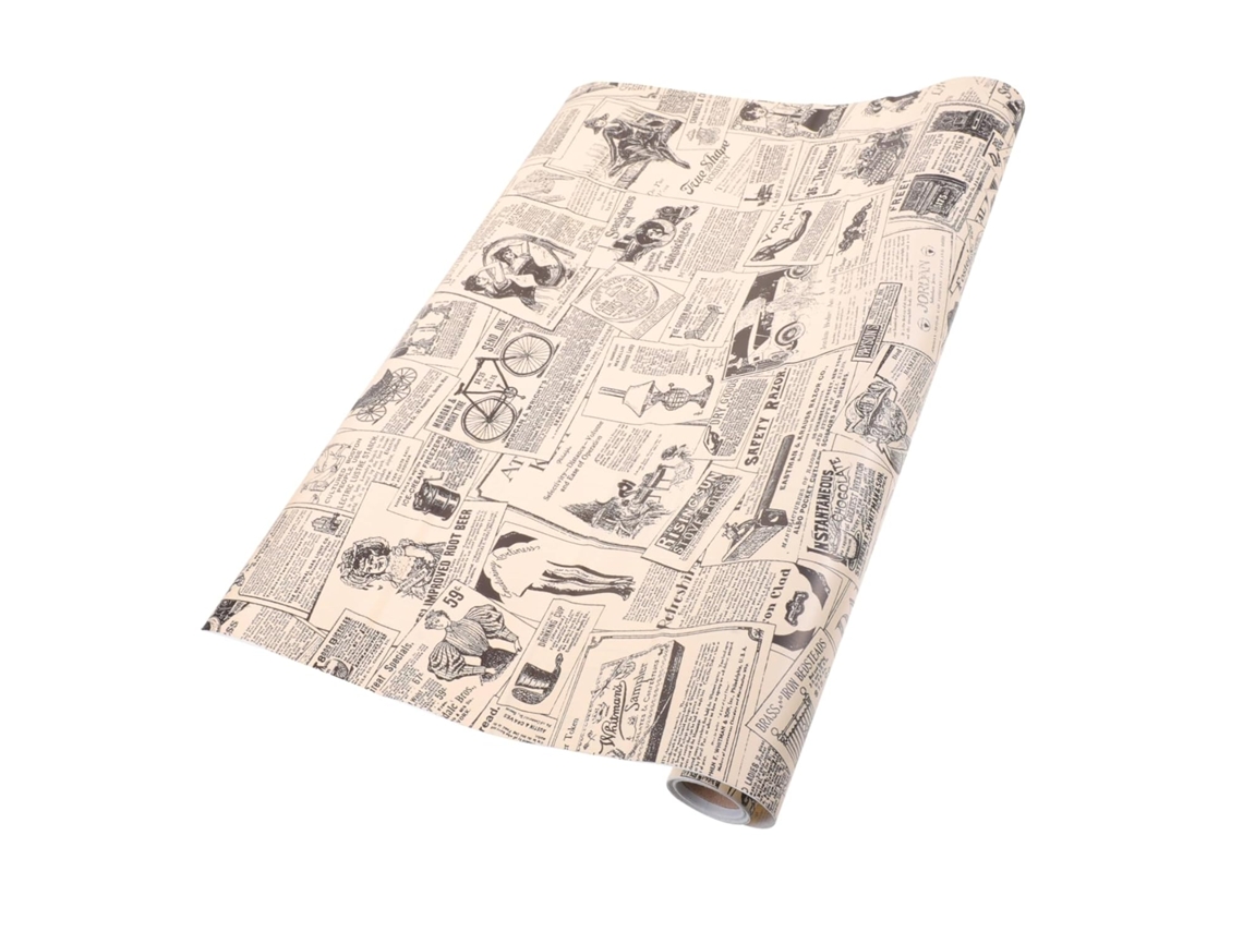 Papel De Parede Autoadesivo Vintage, Estilo Jornal, Durável, 45x297 Cm.