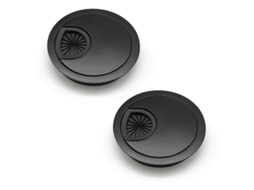 Lurelia Passa-cabos De Mesa, Pack De 2, 20 X 20 Mm, 60 Mm, Metal, Resistente, Preto